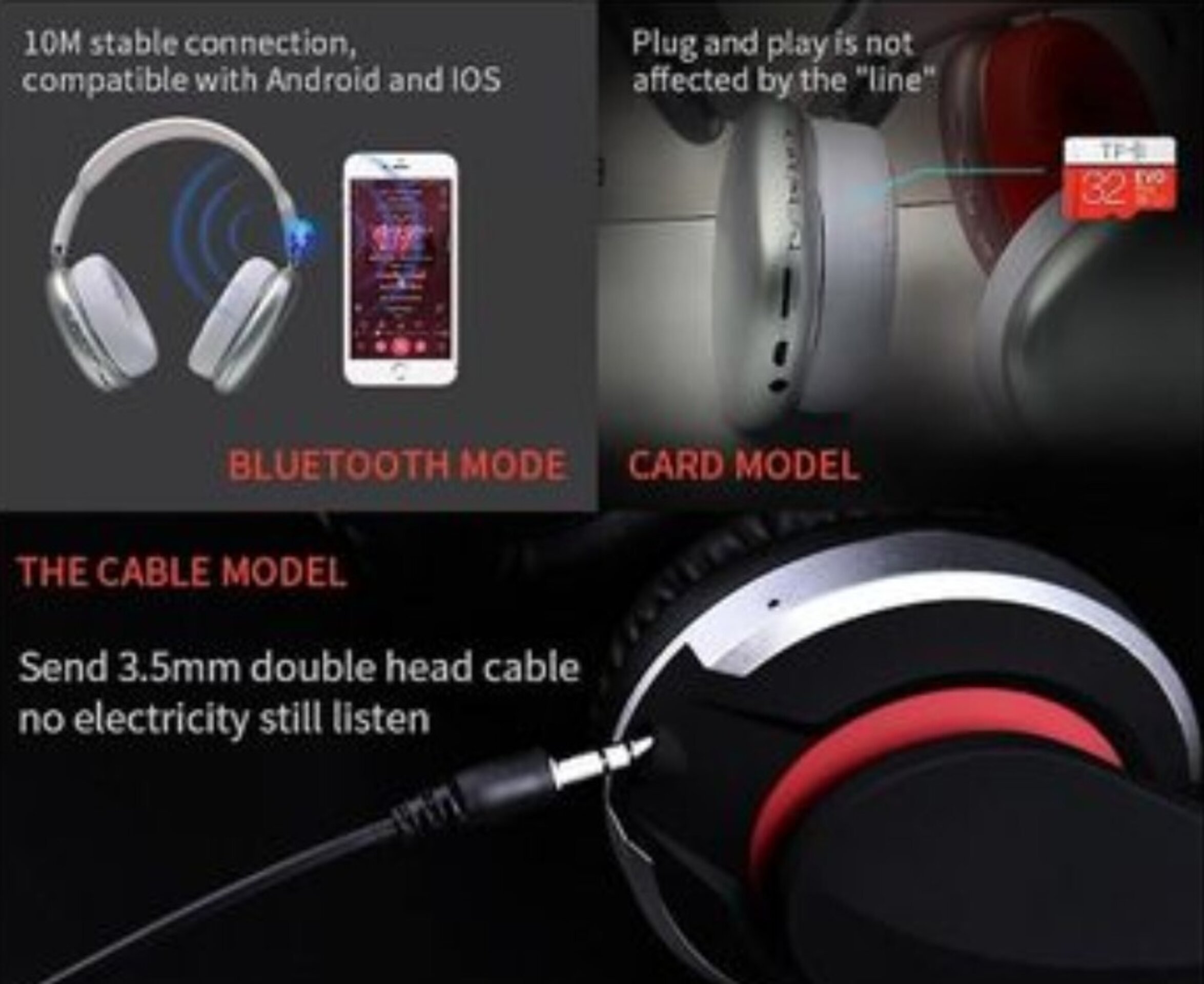 Auriculares Auriculares Bluetooth Inalámbricos Deportivos Gaming P9plus Negro - 2