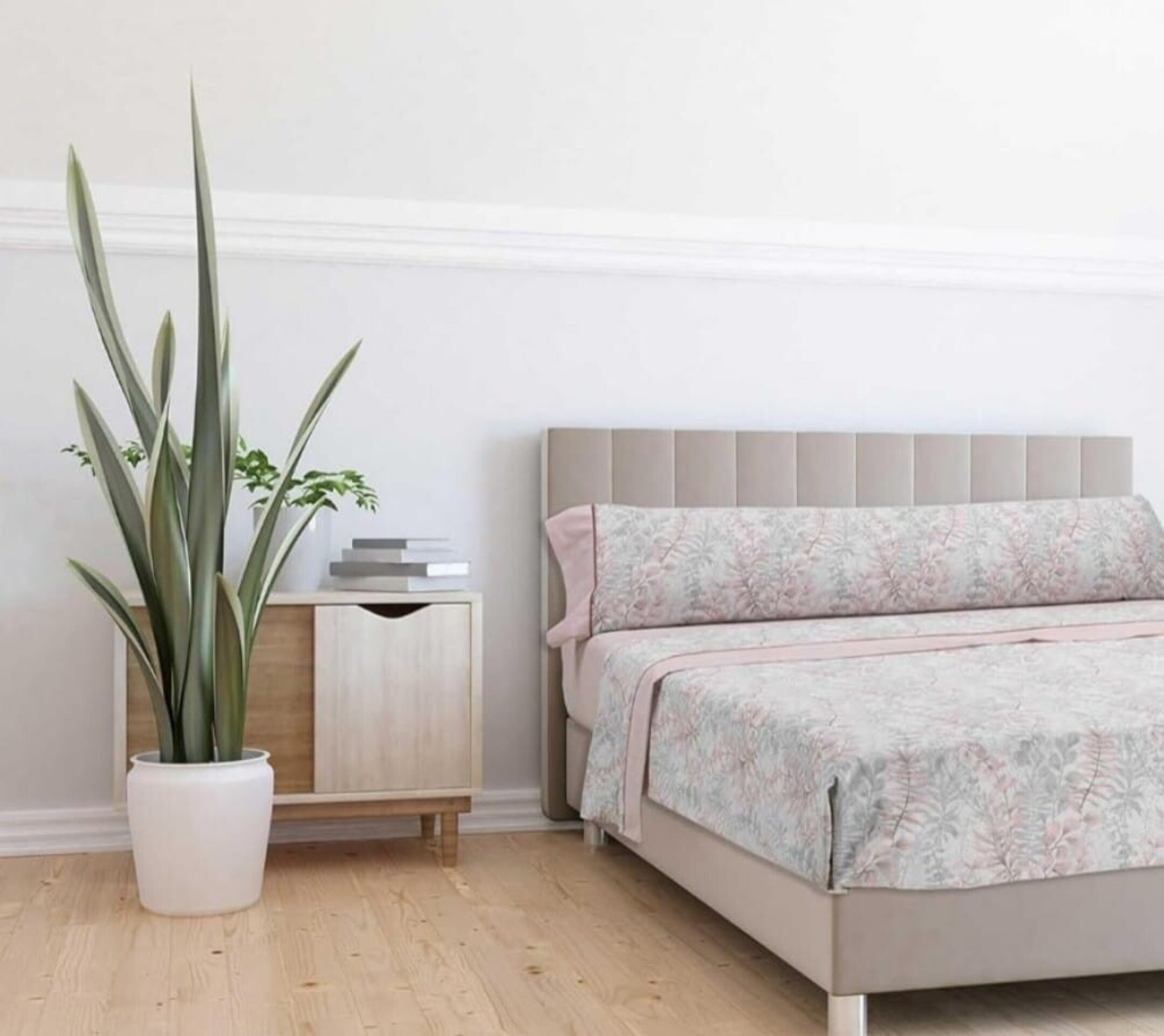 Juego de sabanas beige y rosa - 1