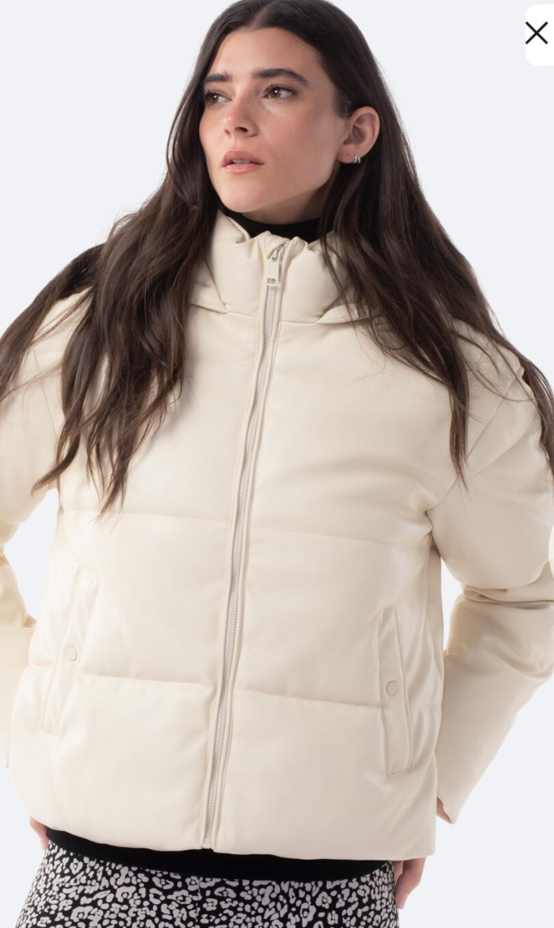 Parka con capucha tacto símil piel de Mujer - 3